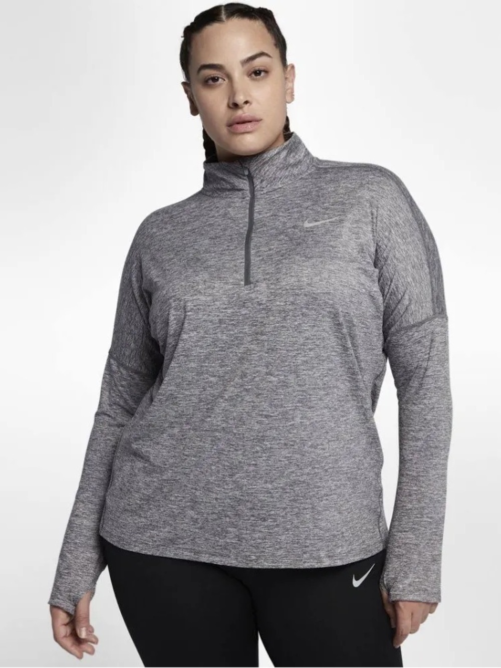Nike Women's Dri-FIT Element Half Zip Running Top Grey 2X NWT